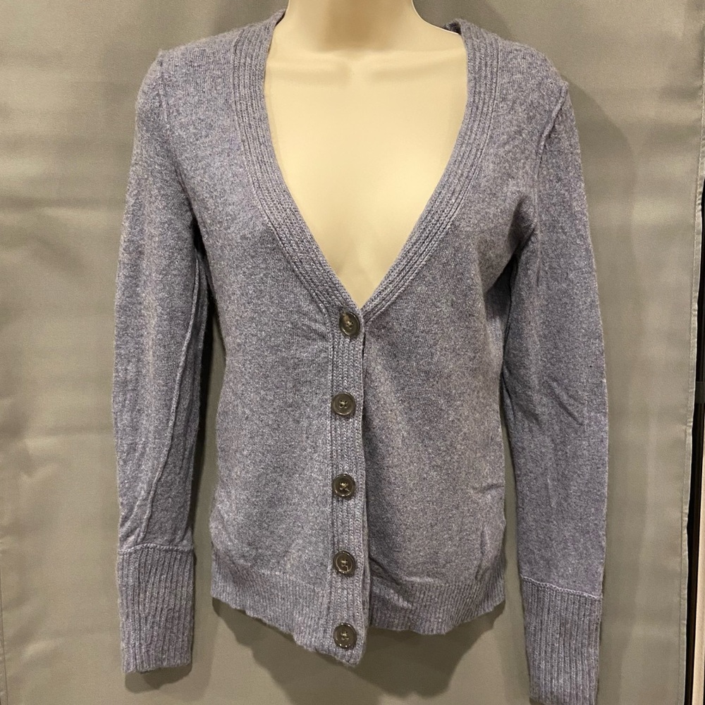 Banana Republic Light Blue Italian Wool Cashmere Button Front Cardigan Sweater